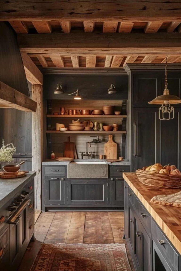 Country Chic: 30 Timeless Moody Farmhouse Kitchen Designs | The Olive ...