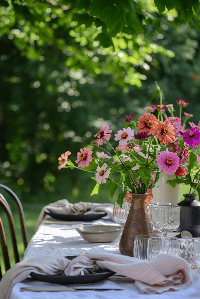 simple summer tablescape with flowers