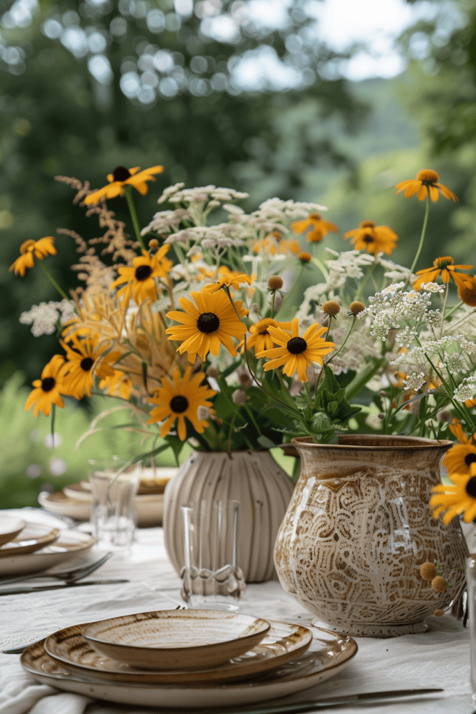 earthy summer tablescape