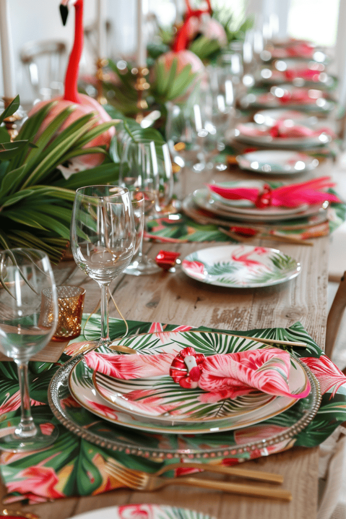 flamingo summer table setting 