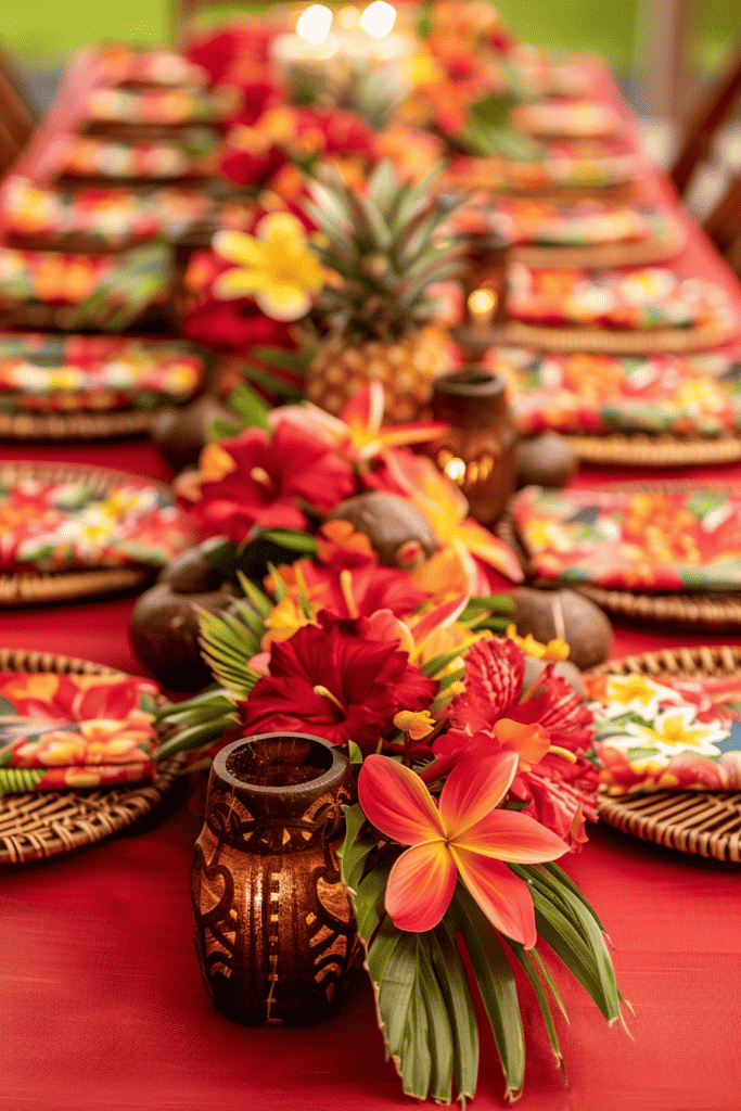 Hawaiian tropical table setting 