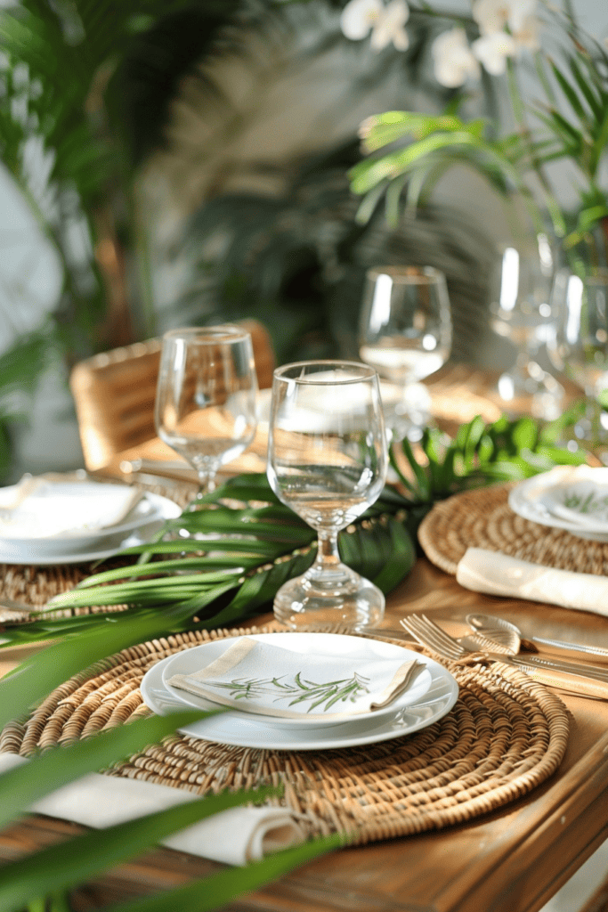 simple tropical tablescapes