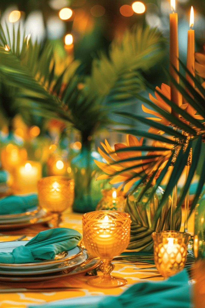 sunrise tropical tablescape