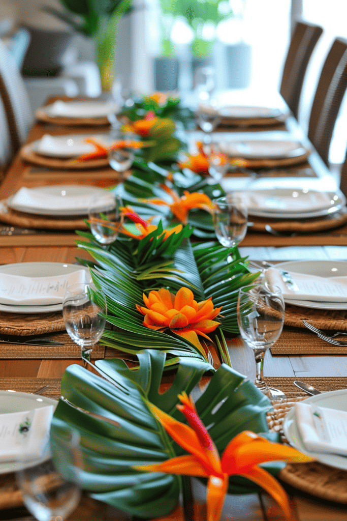 simple tropical themed dining table