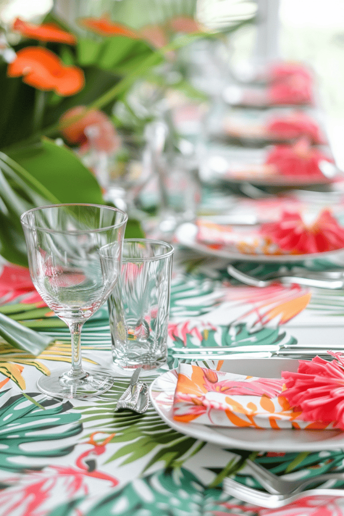 colorful tropical tablescapes