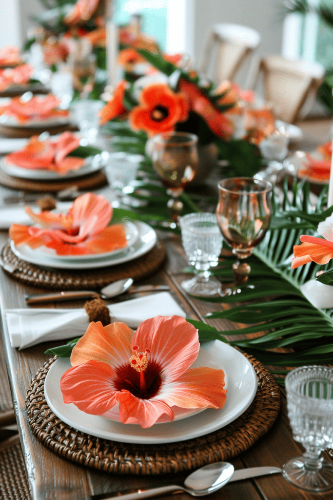 hibiscus tropical table setting 