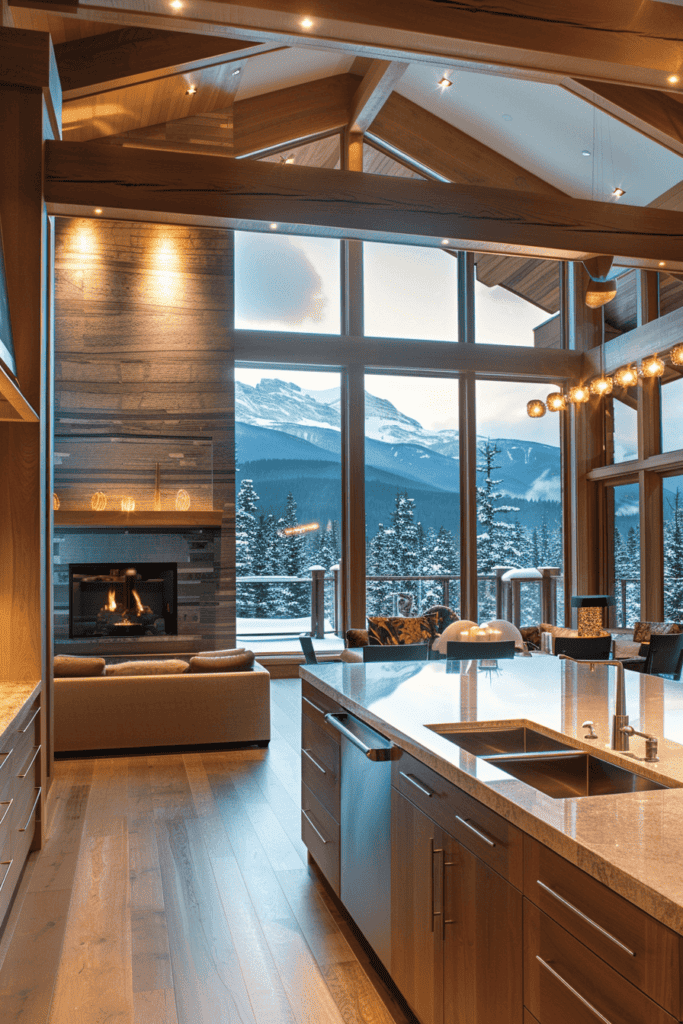 modern kitchen in a cabin