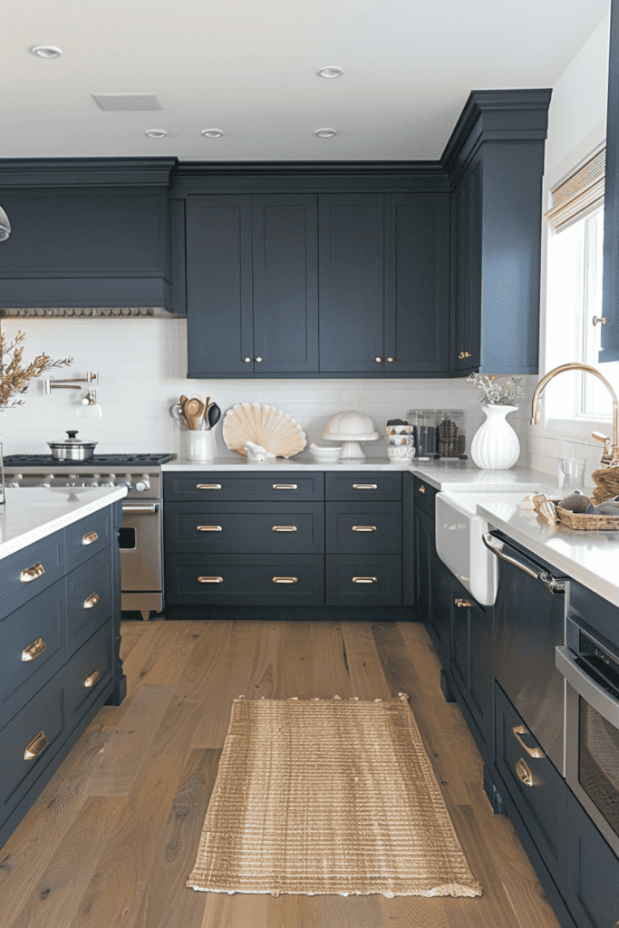 dark blue coastal kitchen