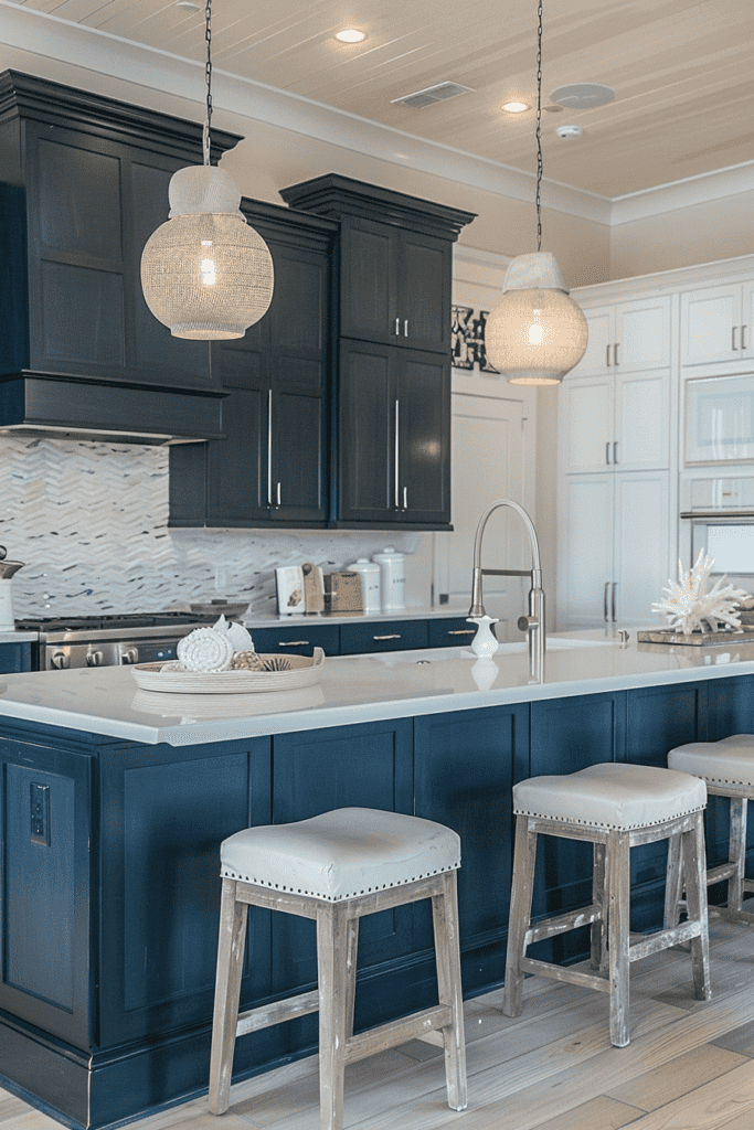 navy coastal kitchen