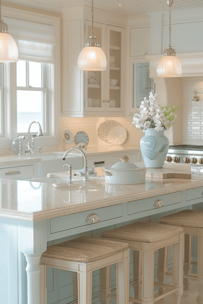 light blue coastal kitchen