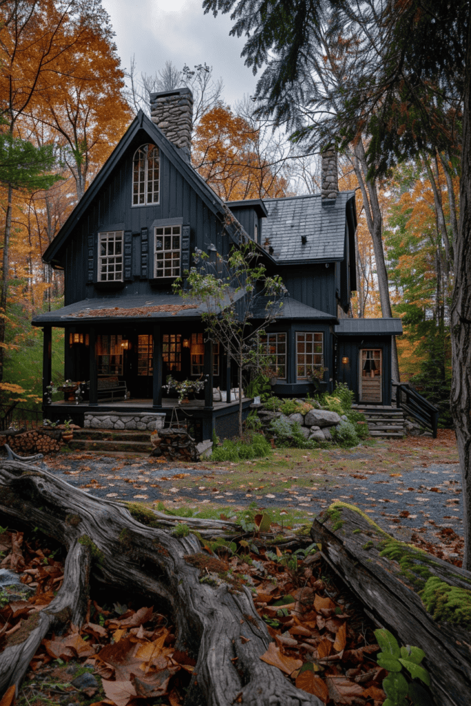 dark cottagecore home in the woods