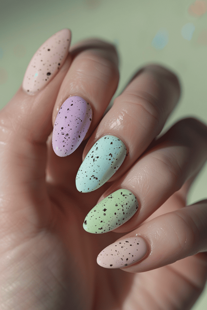 pastal easter egg speckled nails