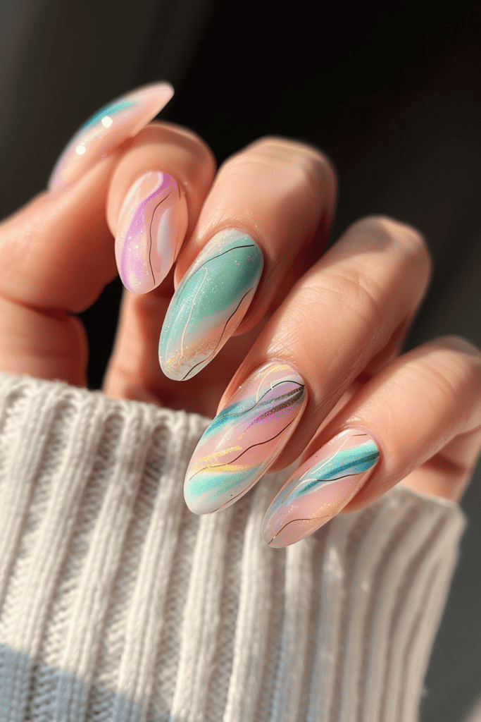 spring nails stone marble 