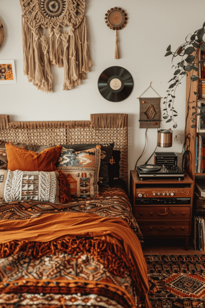 70's retro boho music inspired bedroom