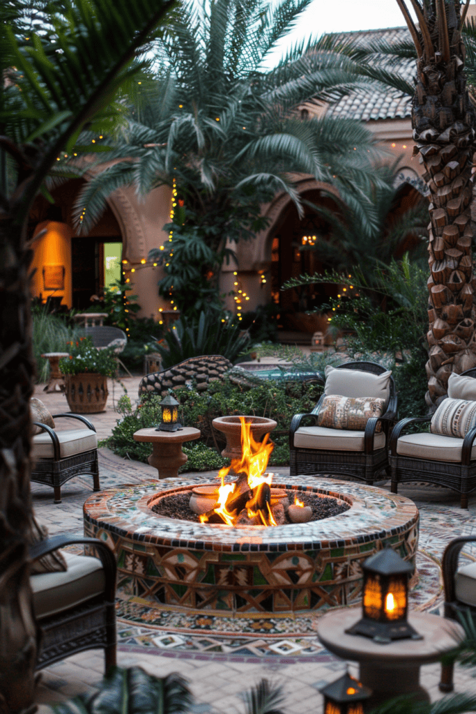 Backyard fire pit moroccan style