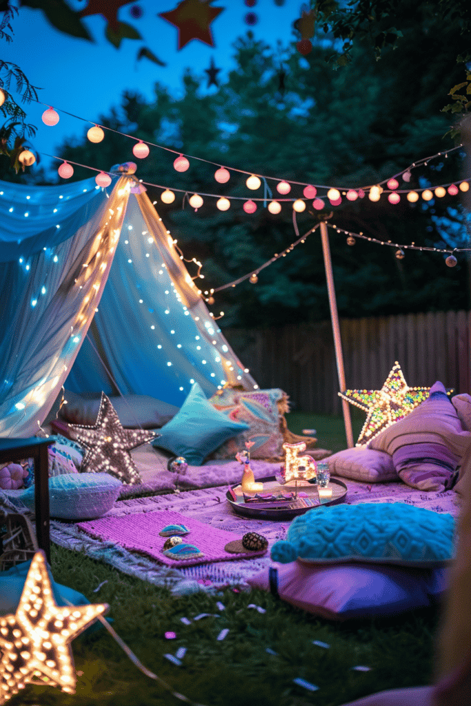 sleepover under the stars tents for girls birthday 