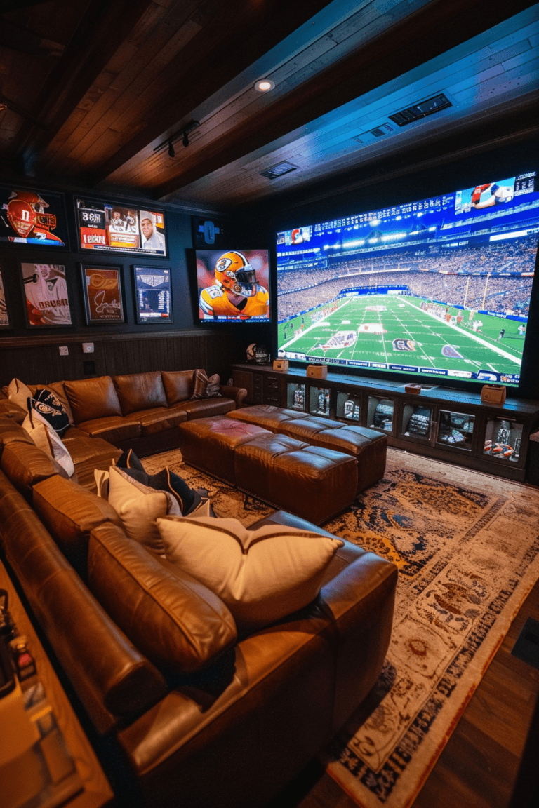 moody man cave for the football lover