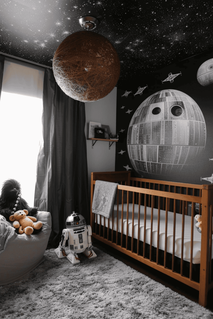 Star Wars nursery with mural 