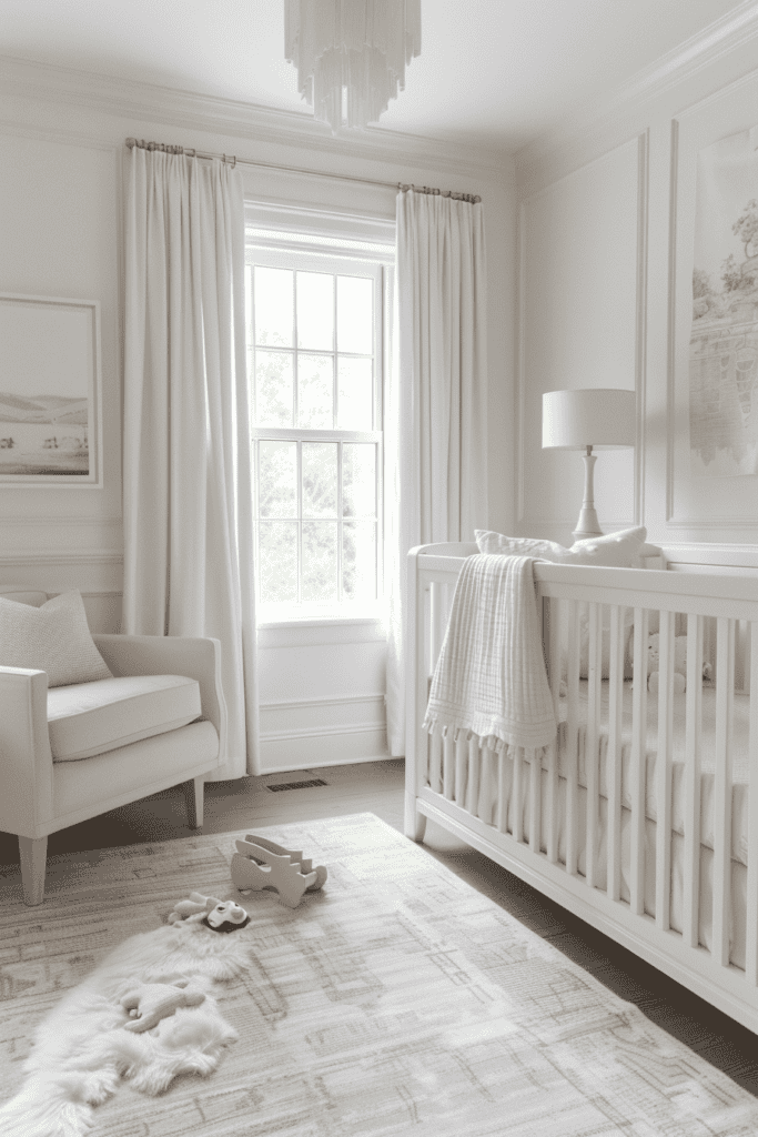 clean white timeless nursery 