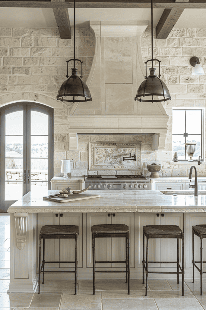 elegant white Tuscan Kitchen