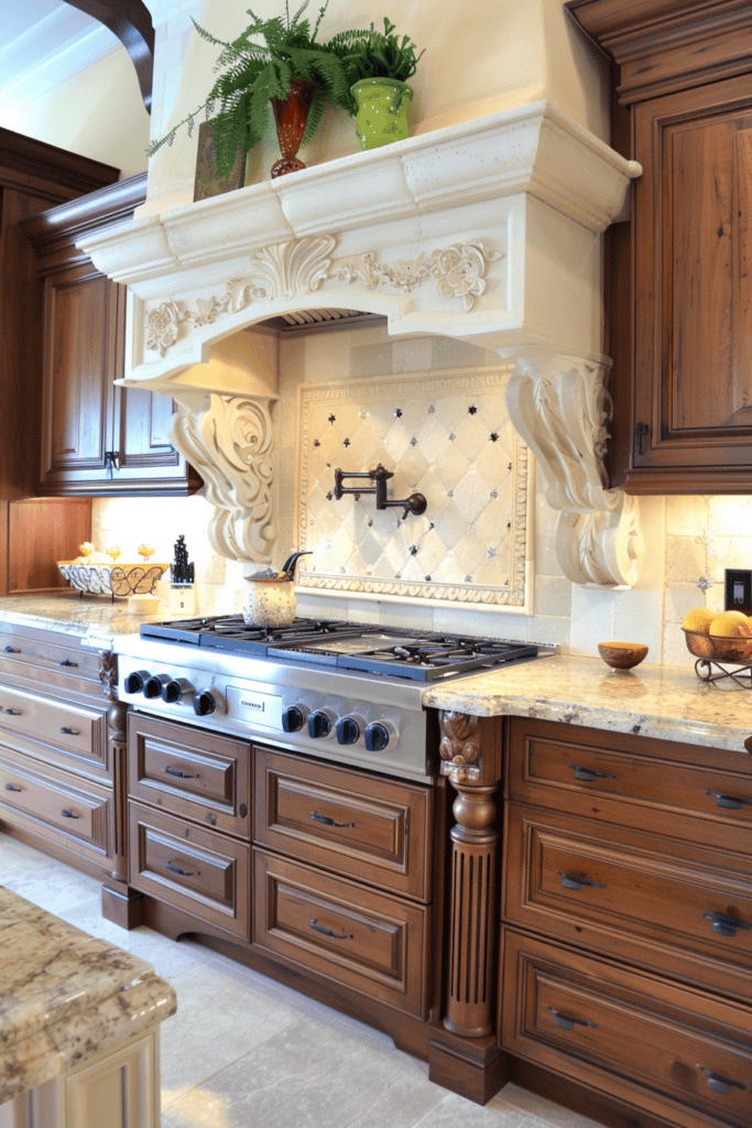 beautiful tuscan hood in a kitchen