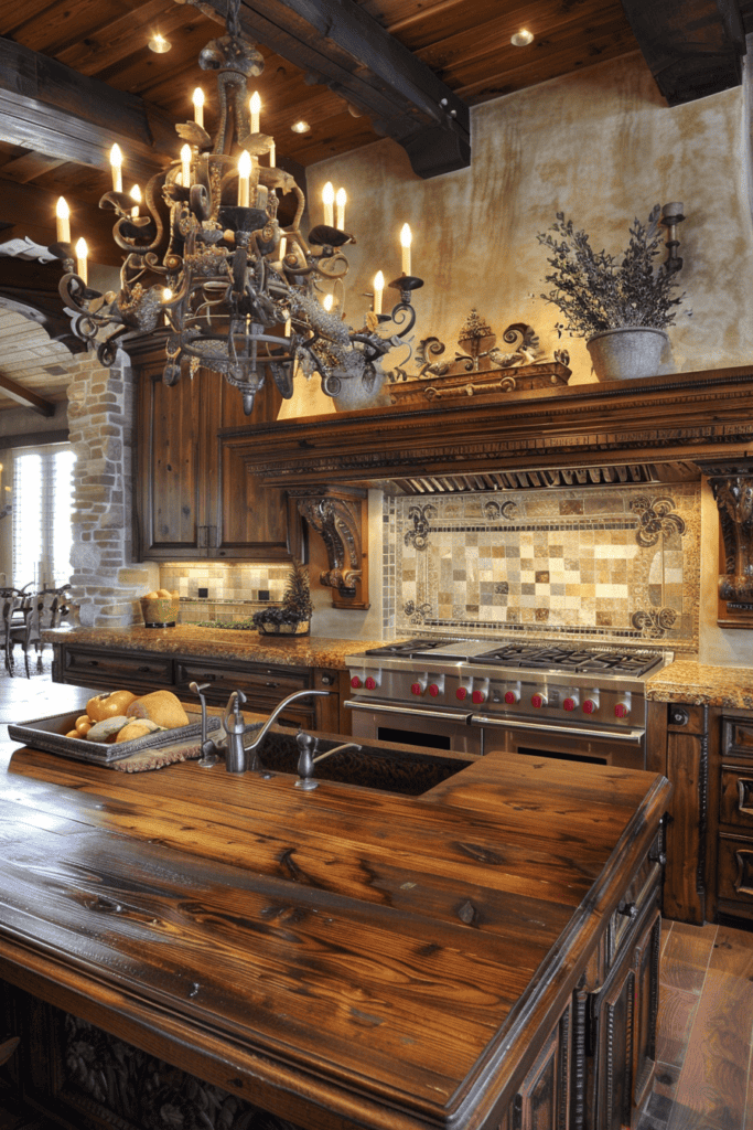 wood island Tuscan Kitchen