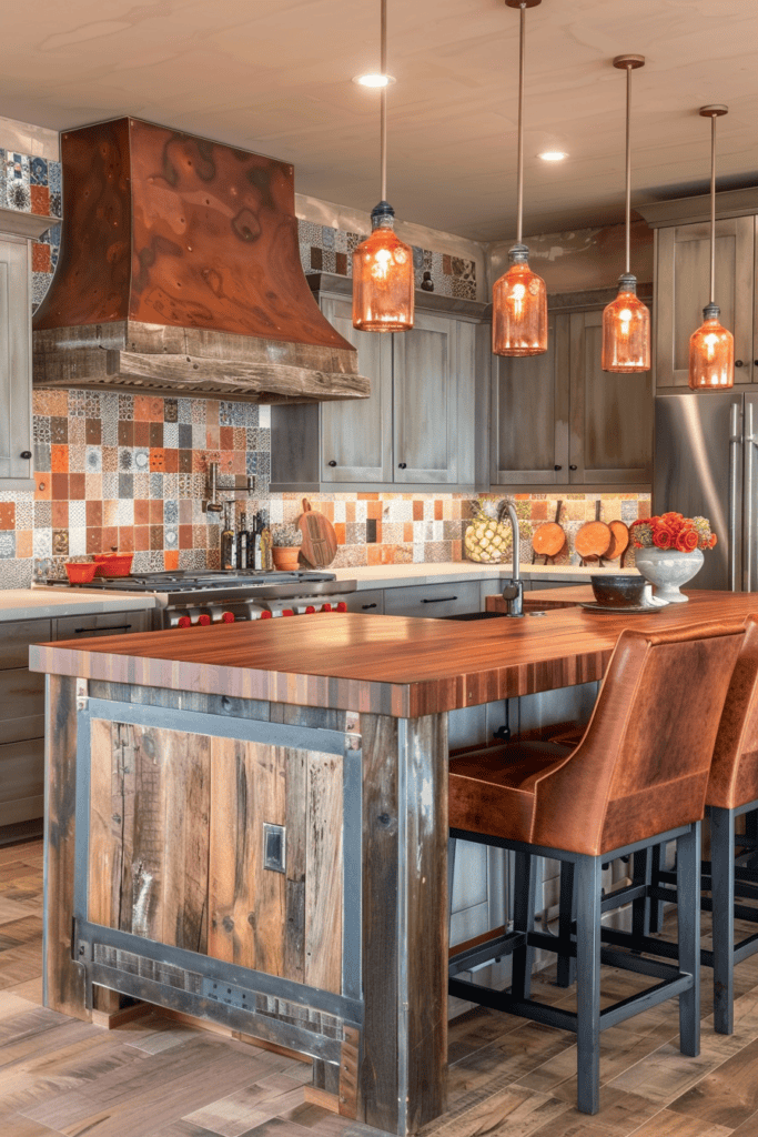 modern western kitchen with copper hood