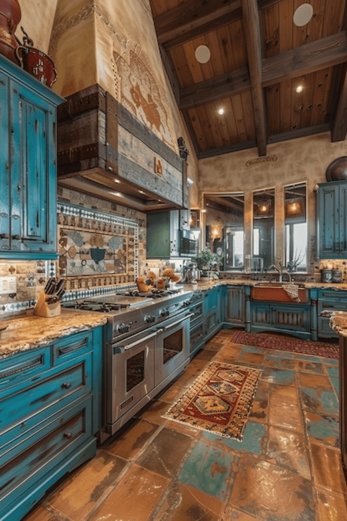 blue western kitchen