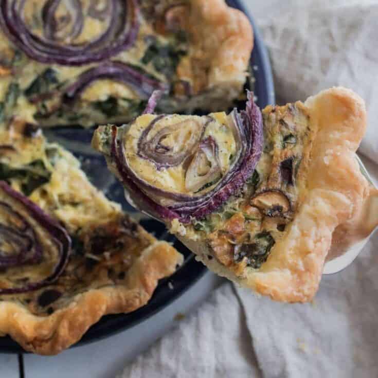 Fresh vegetable quiche with onions and herbs at The Olive Branch Nest.