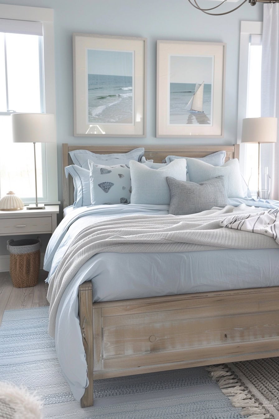 Blue And Grey Coastal Bedroom