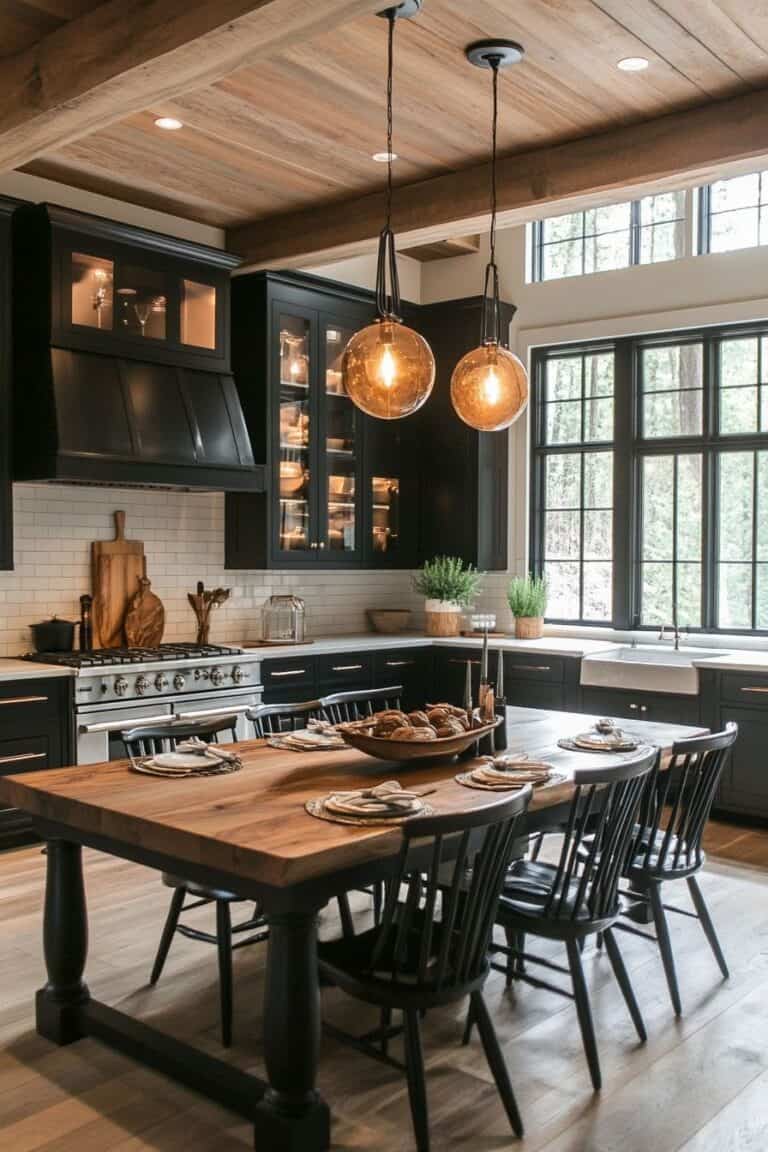 The Timeless Appeal Of Black Kitchens With Wood Accents | The Olive ...