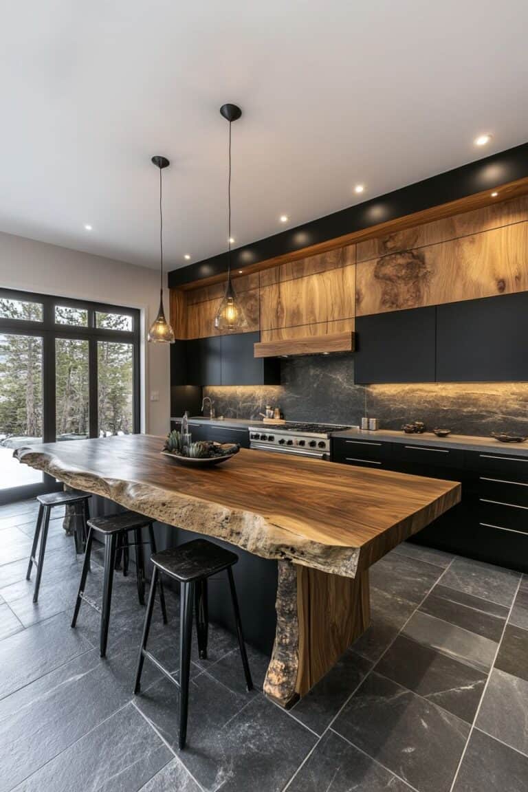 The Timeless Appeal Of Black Kitchens With Wood Accents | The Olive ...