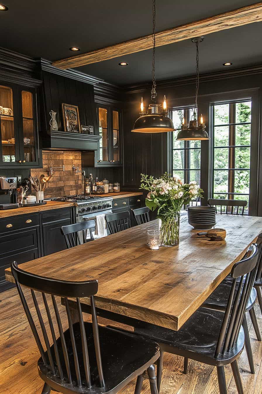 The Timeless Appeal Of Black Kitchens With Wood Accents | The Olive ...