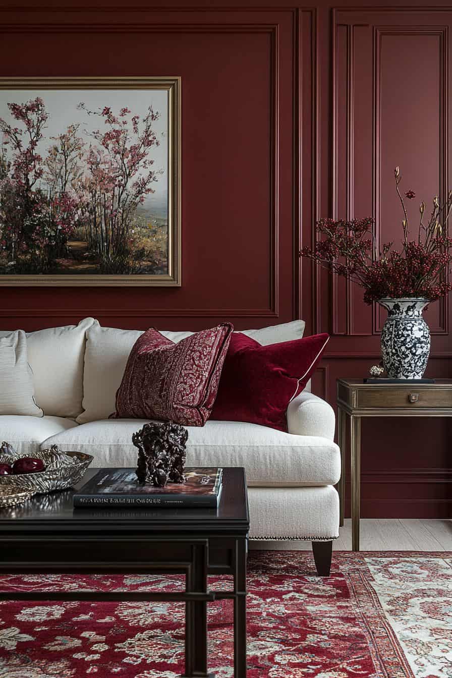 12 Ways To Design A Stunning Burgundy Living Room | The Olive Branch Nest