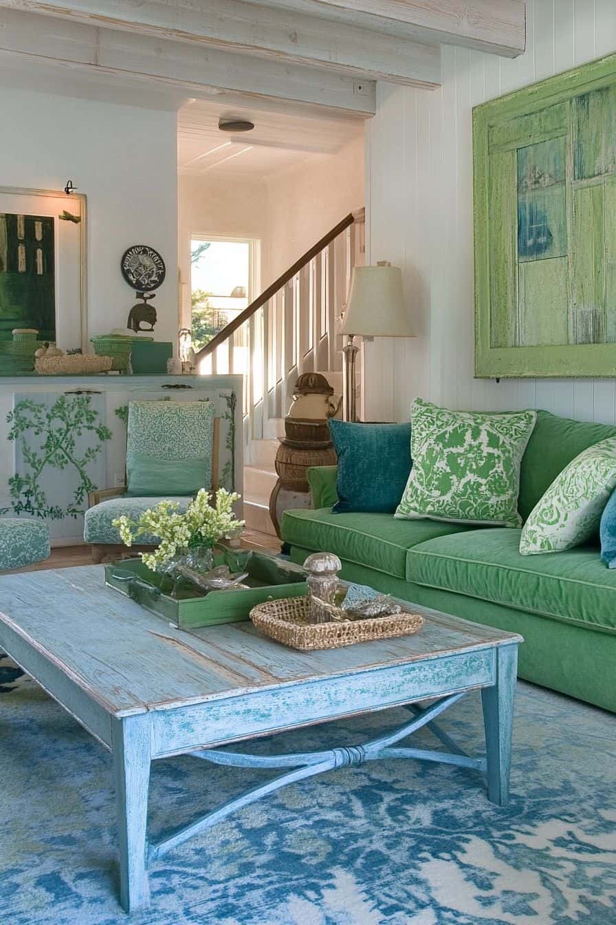 Cool & Calm: Blue And Green Living Room Designs To Elevate Your Home ...