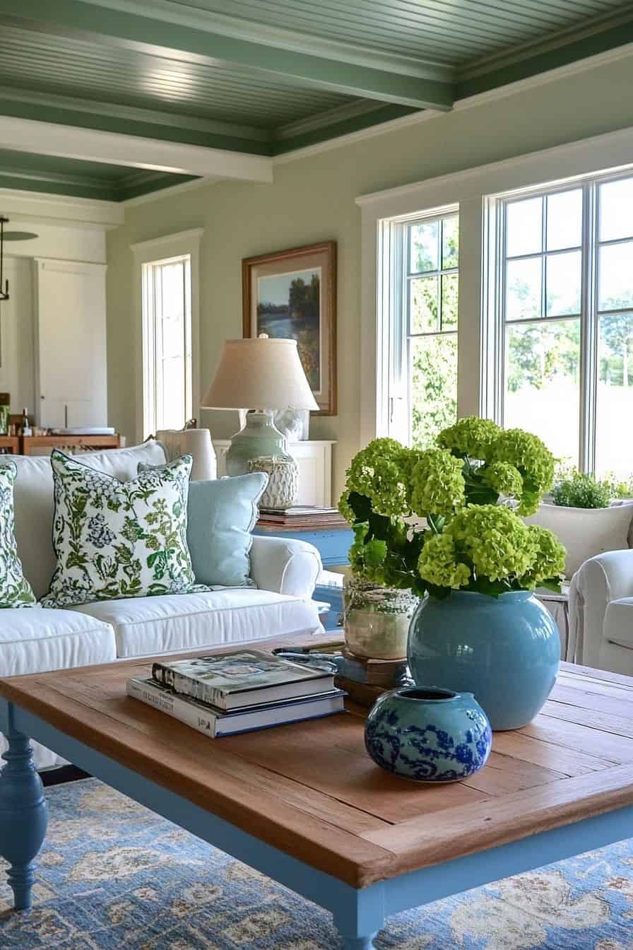 Cool & Calm: Blue And Green Living Room Designs To Elevate Your Home ...