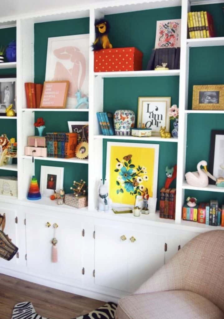 Bright children's room with vibrant books, artwork, and playful accessories.