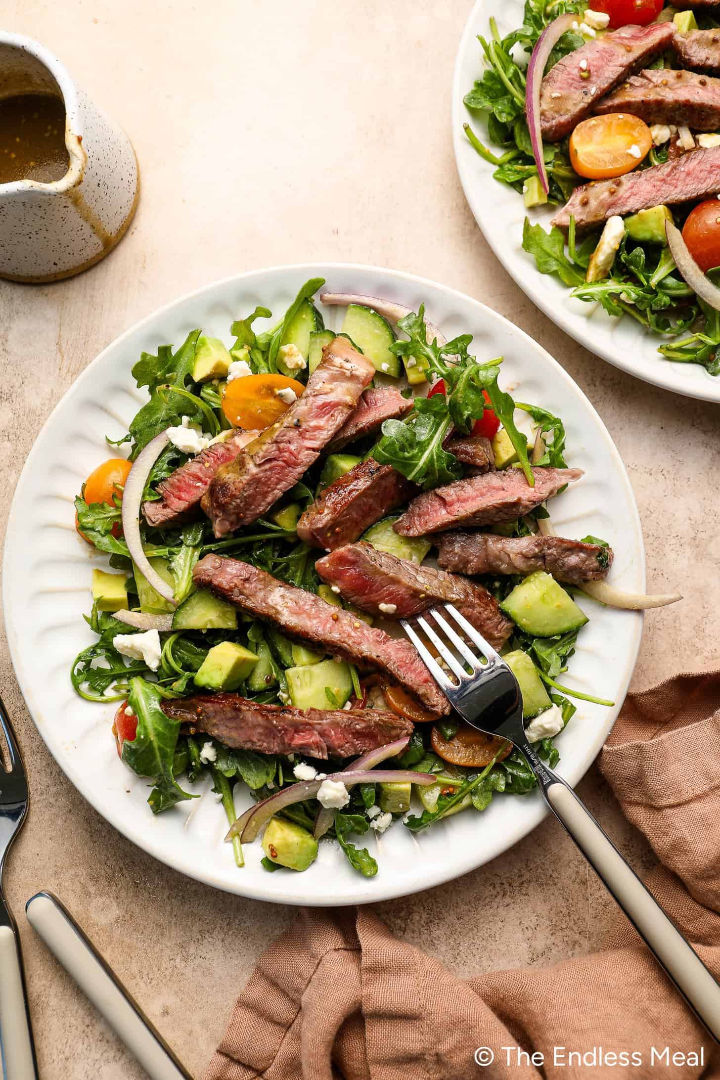 Image for Best Steak Salad with Creamy Balsamic Vinaigrette (Protein 33g)