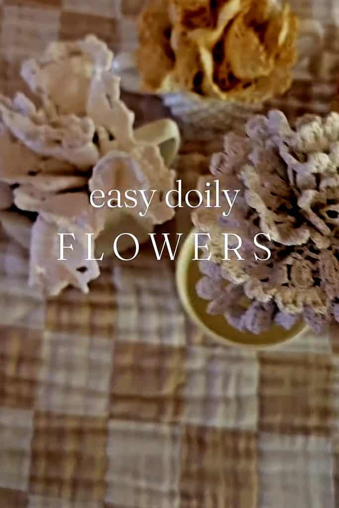 Beautiful doily flowers arranged for craft or home decor projects.