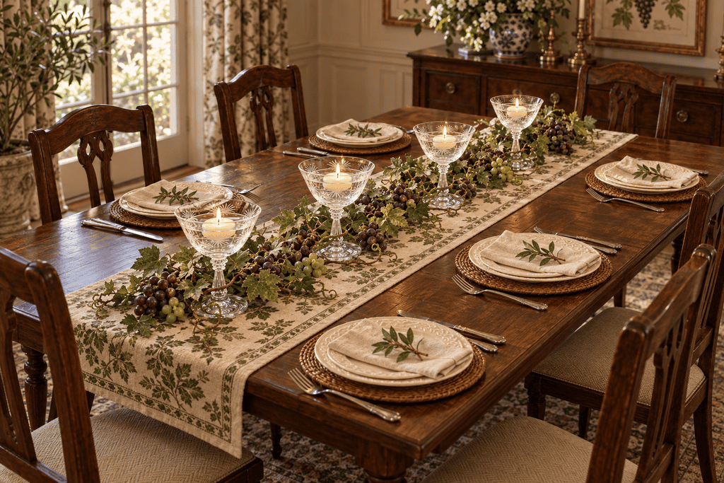 Fostoria crystal glasses and elegant table setting for home decor.